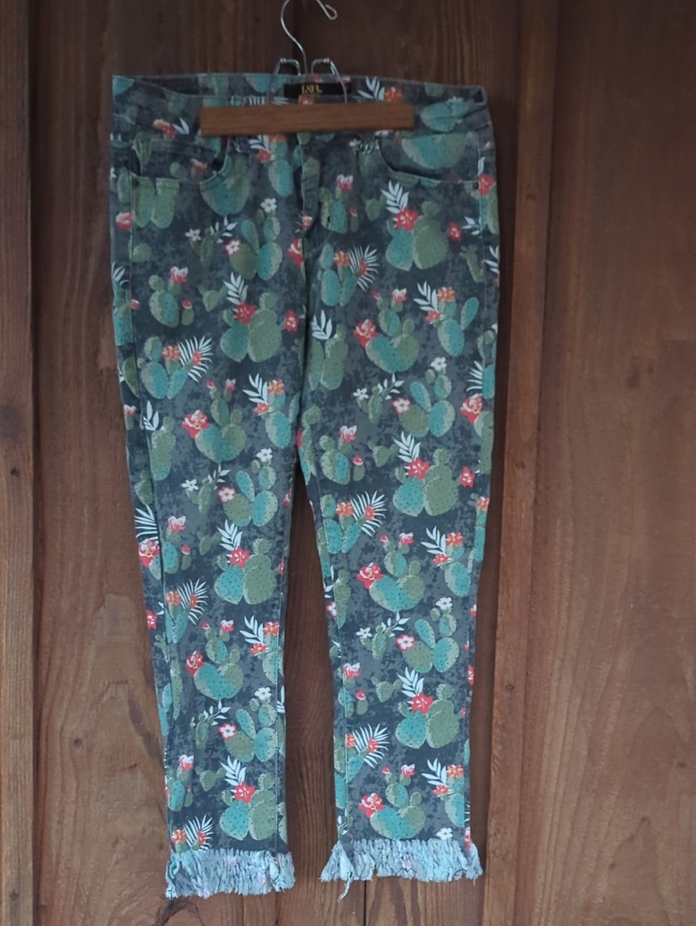Women’s Green Cactus Print Skinny Ankle Jeans